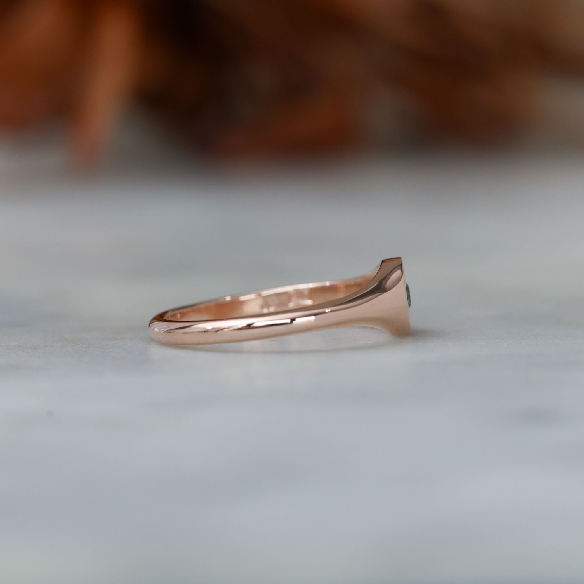 round star set australian sapphire signet ring in rose gold