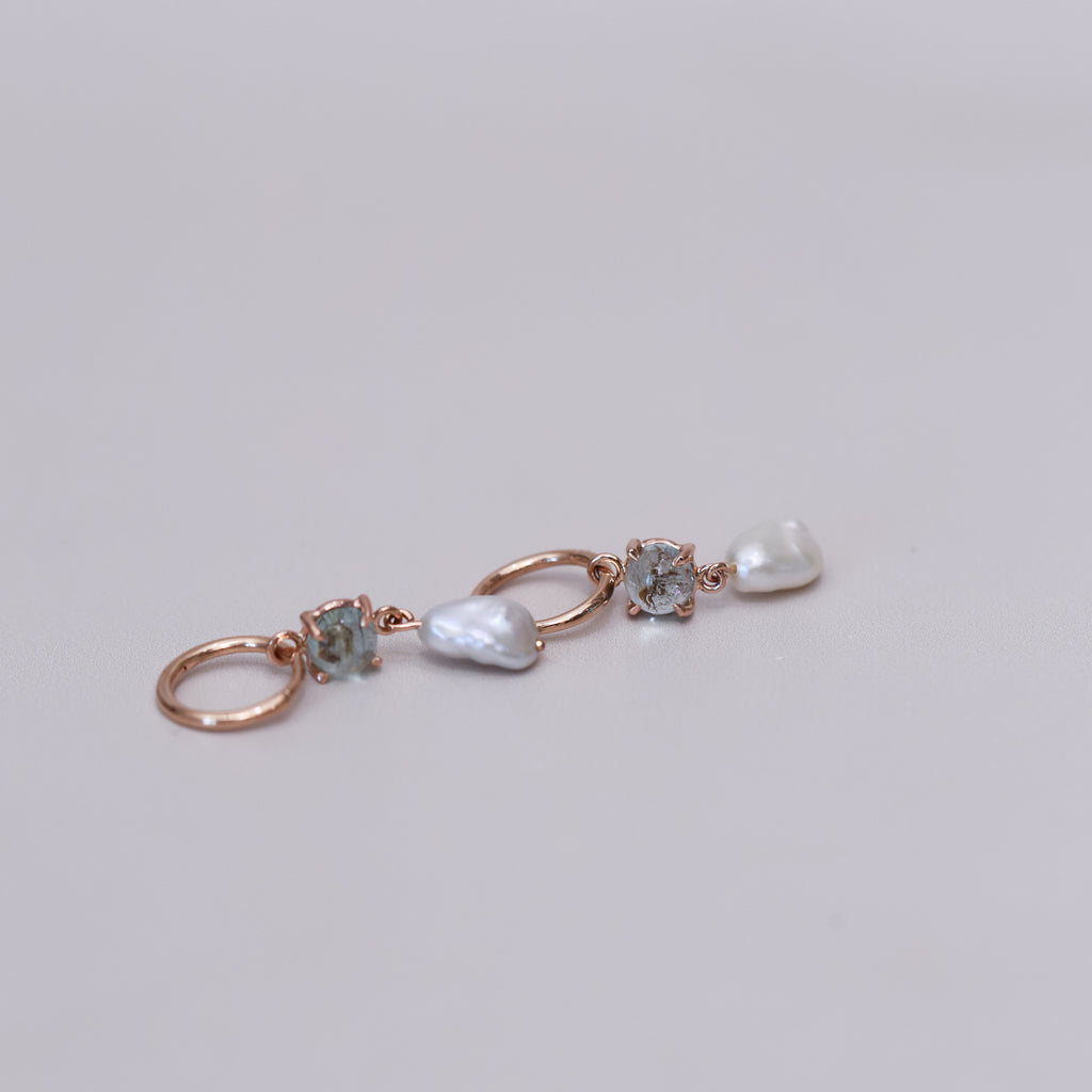 Rutile Aquamarine & Pearl Drop Earrings