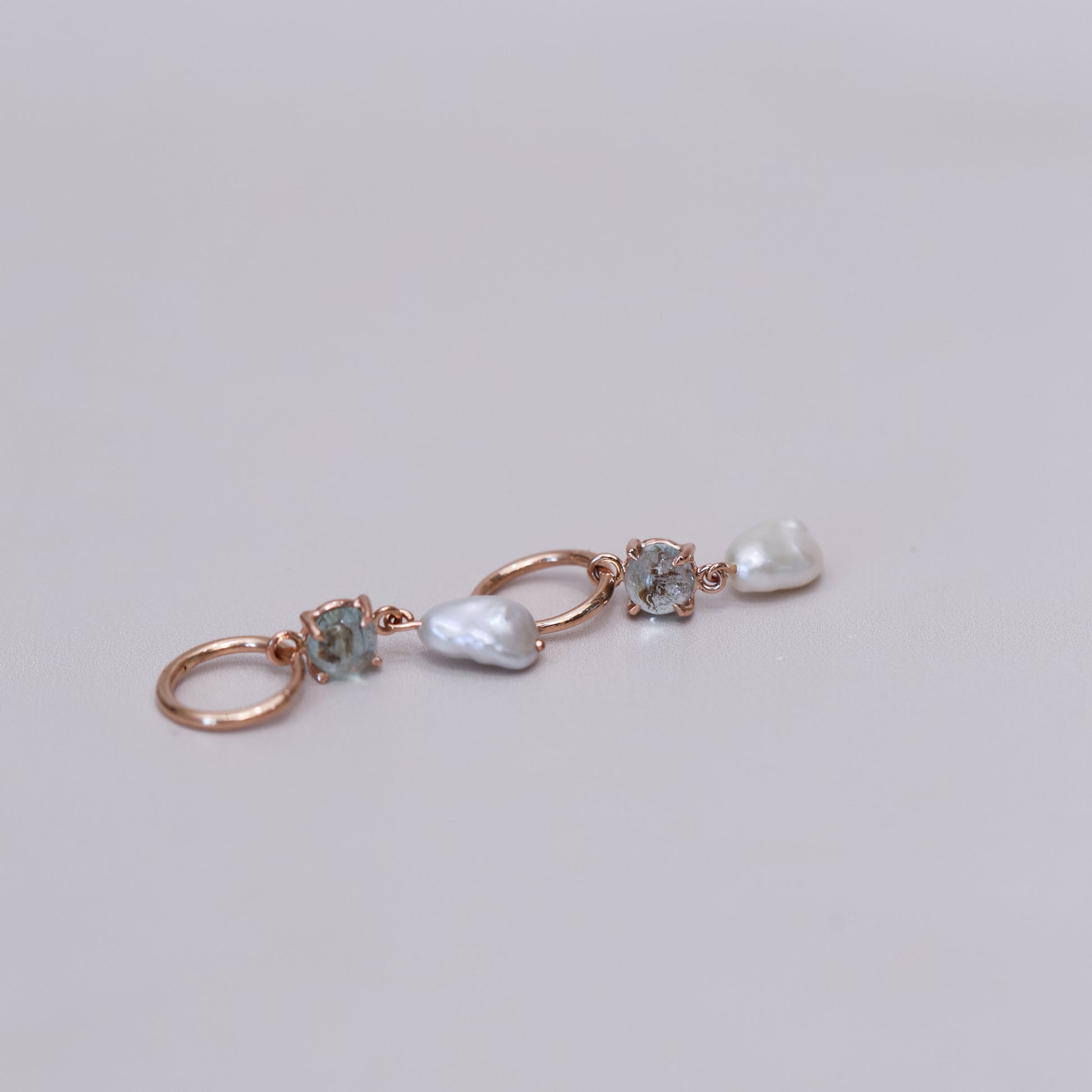 Rutile Aquamarine & Pearl Drop Earrings