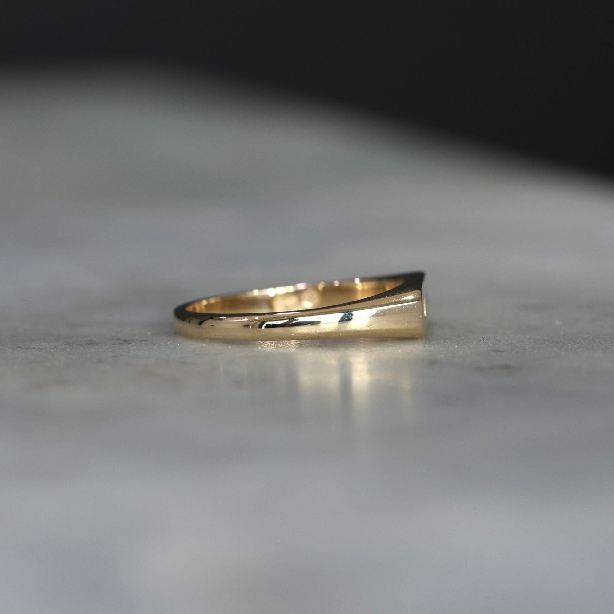 STAR SET DIAMOND BAR SIGNET ring