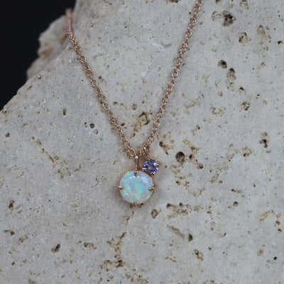 ROUND OPAL & LAVENDER SAPPHIRE / NECKLACE