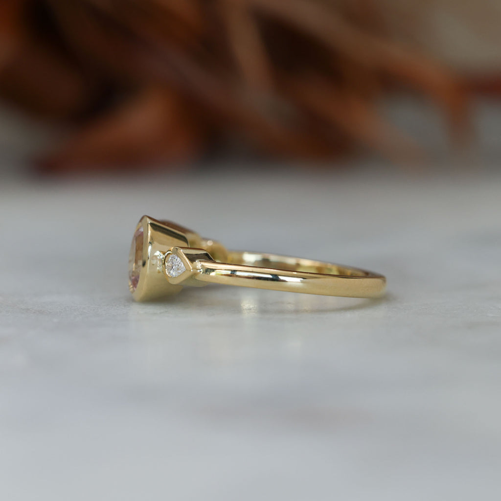 Sapphire and diamond asymmetric cluster ring, crafted in 18ct yellow gold