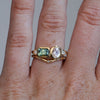 Sapphire and diamond asymmetric cluster ring, crafted in 18ct yellow gold