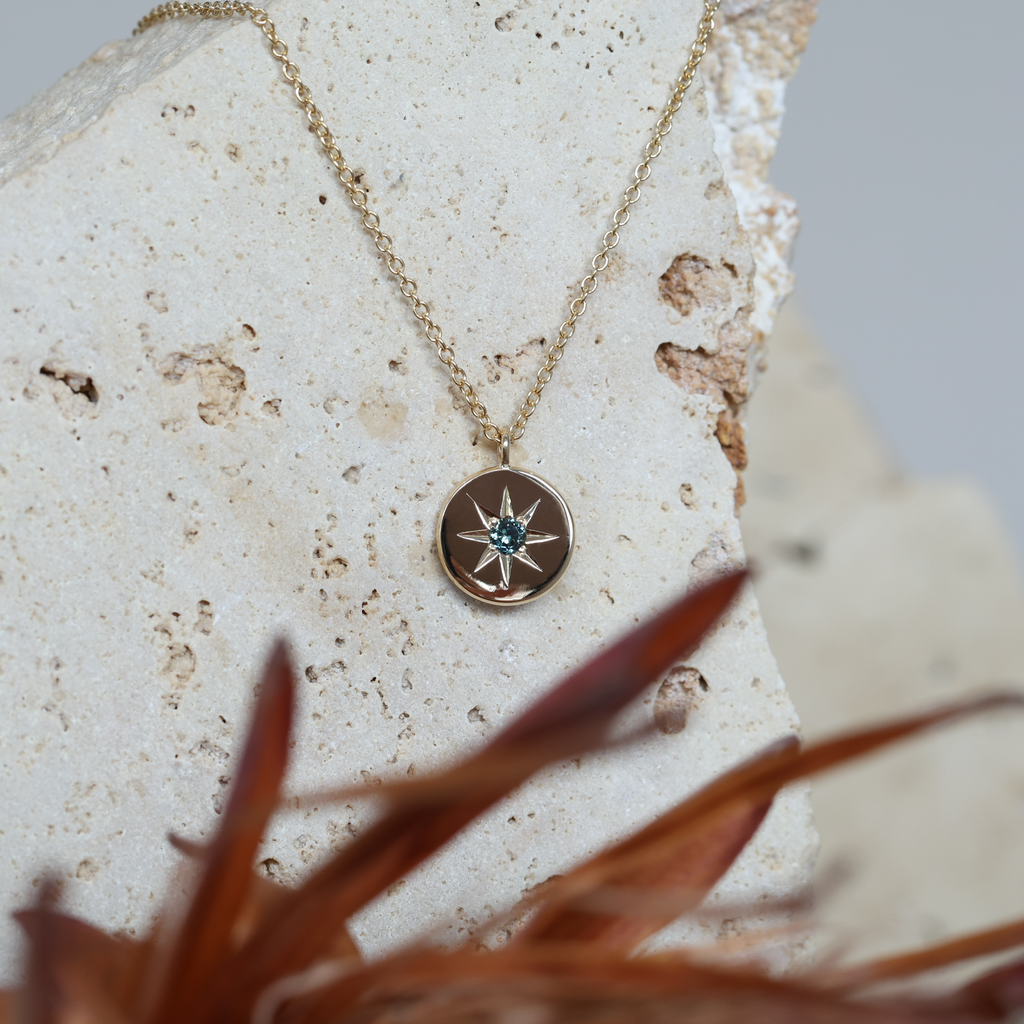 star set Sapphire medallion necklace