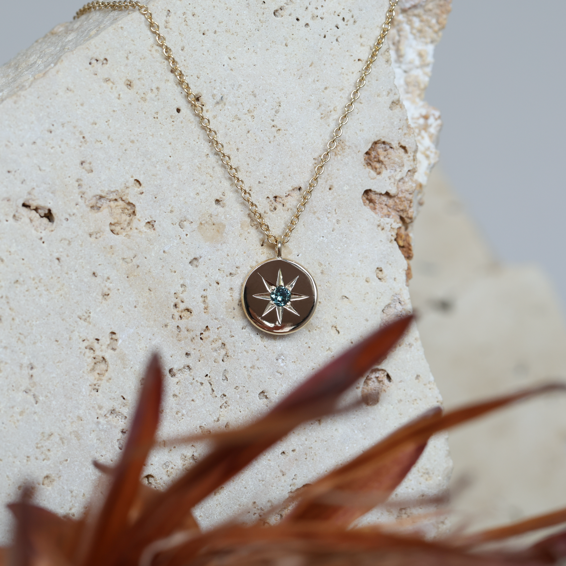 star set Sapphire medallion necklace