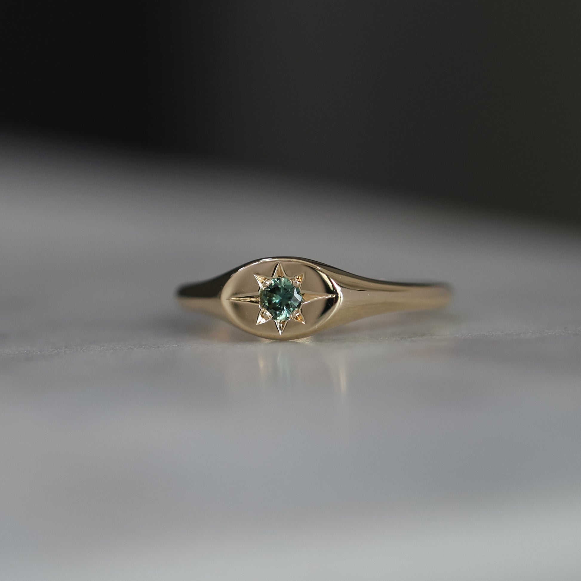 Star Set Australian Parti Sapphire Signet Ring