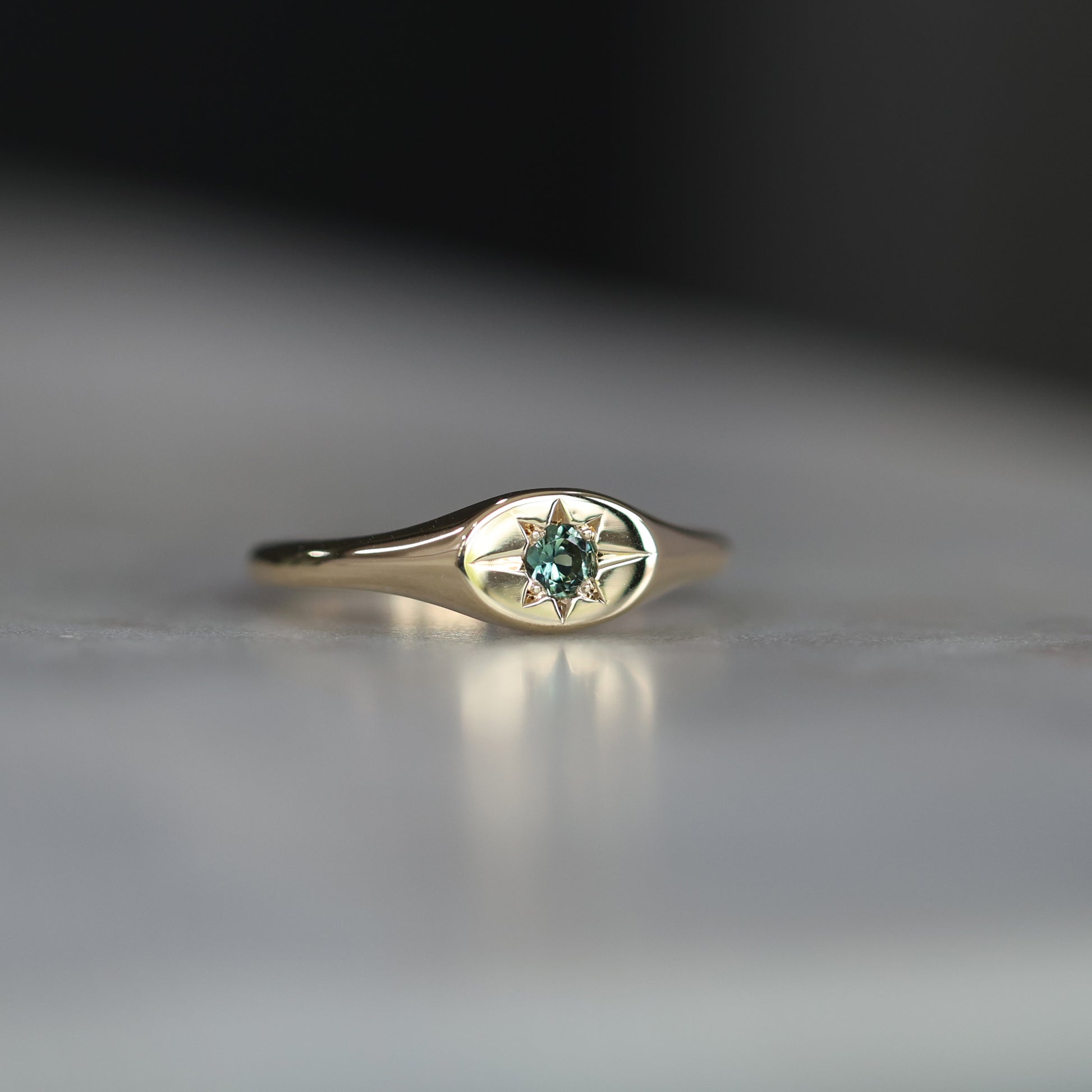 Star Set Australian Parti Sapphire Signet Ring