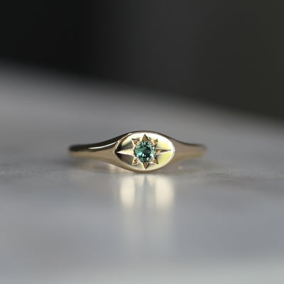 Star Set Australian Parti Sapphire Signet Ring