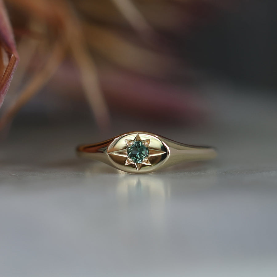 australian parti sapphire star set signet ring