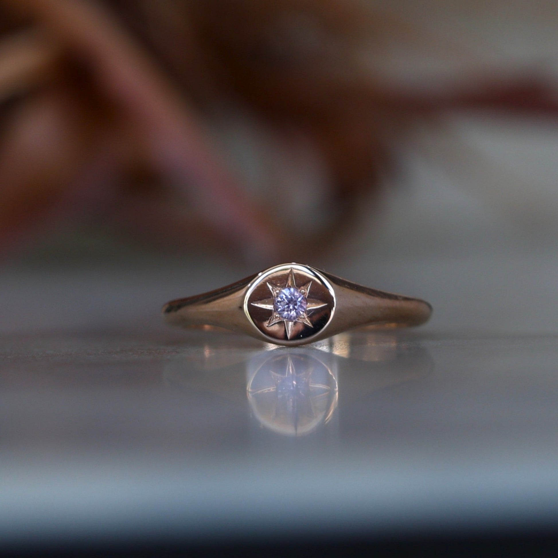 Star Set Pink Sapphire Signet Ring