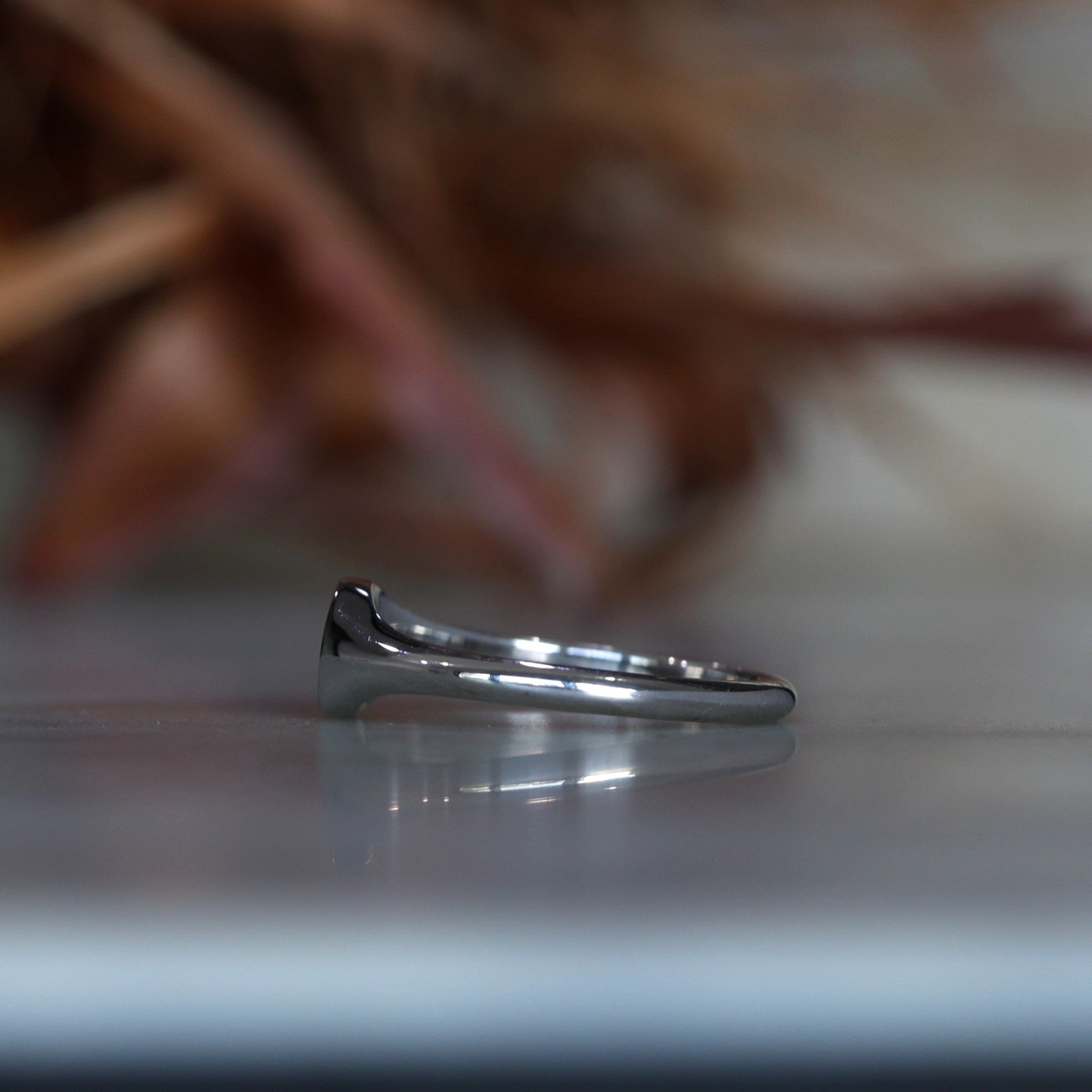 Star Set Sapphire and Diamond Signet Ring side profile