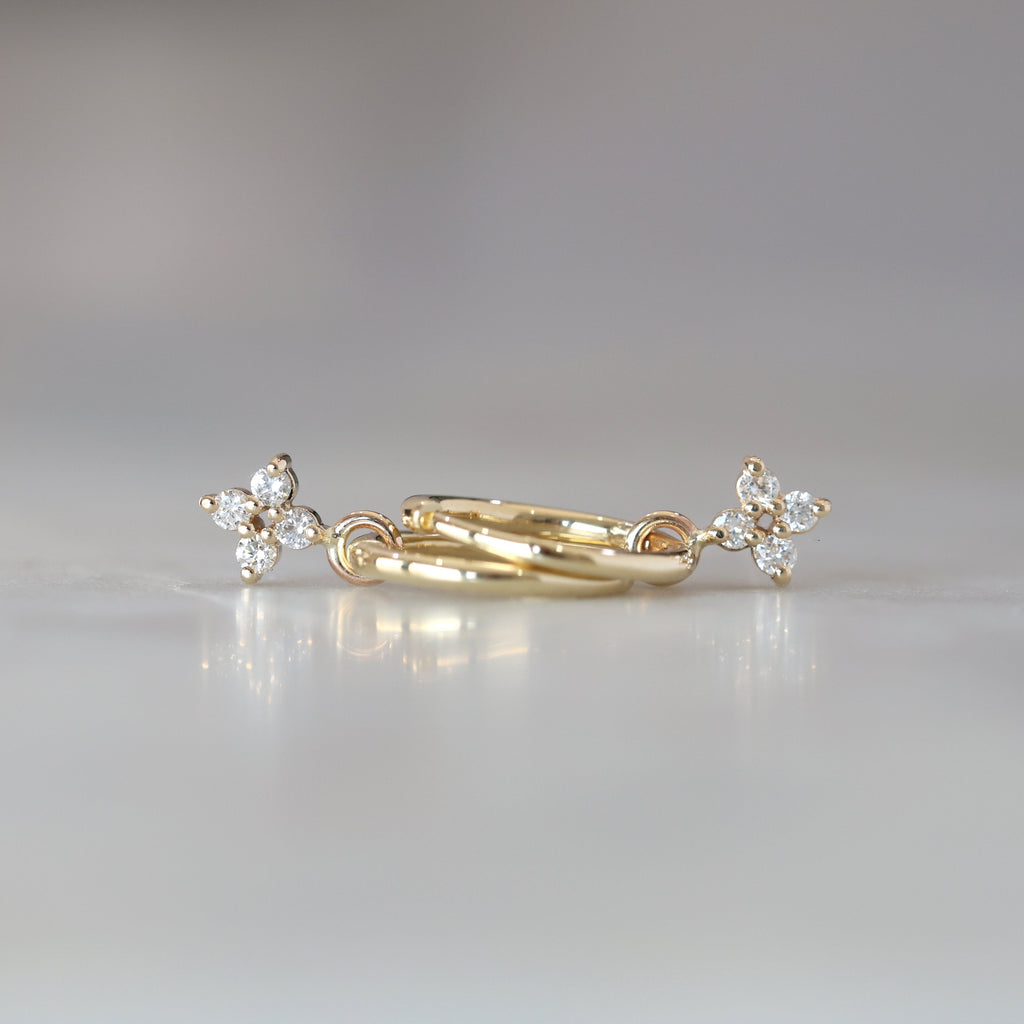 Starburst diamond hoop earrings