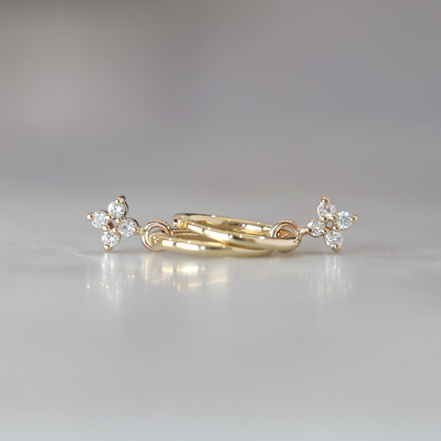 Starburst diamond hoop earrings