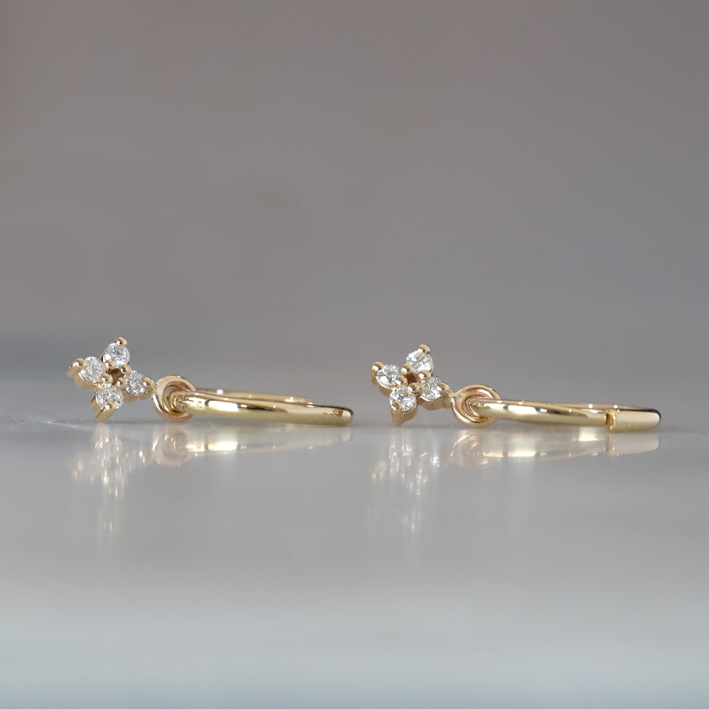 Starburst diamond hoop fine jewellery earrings fin