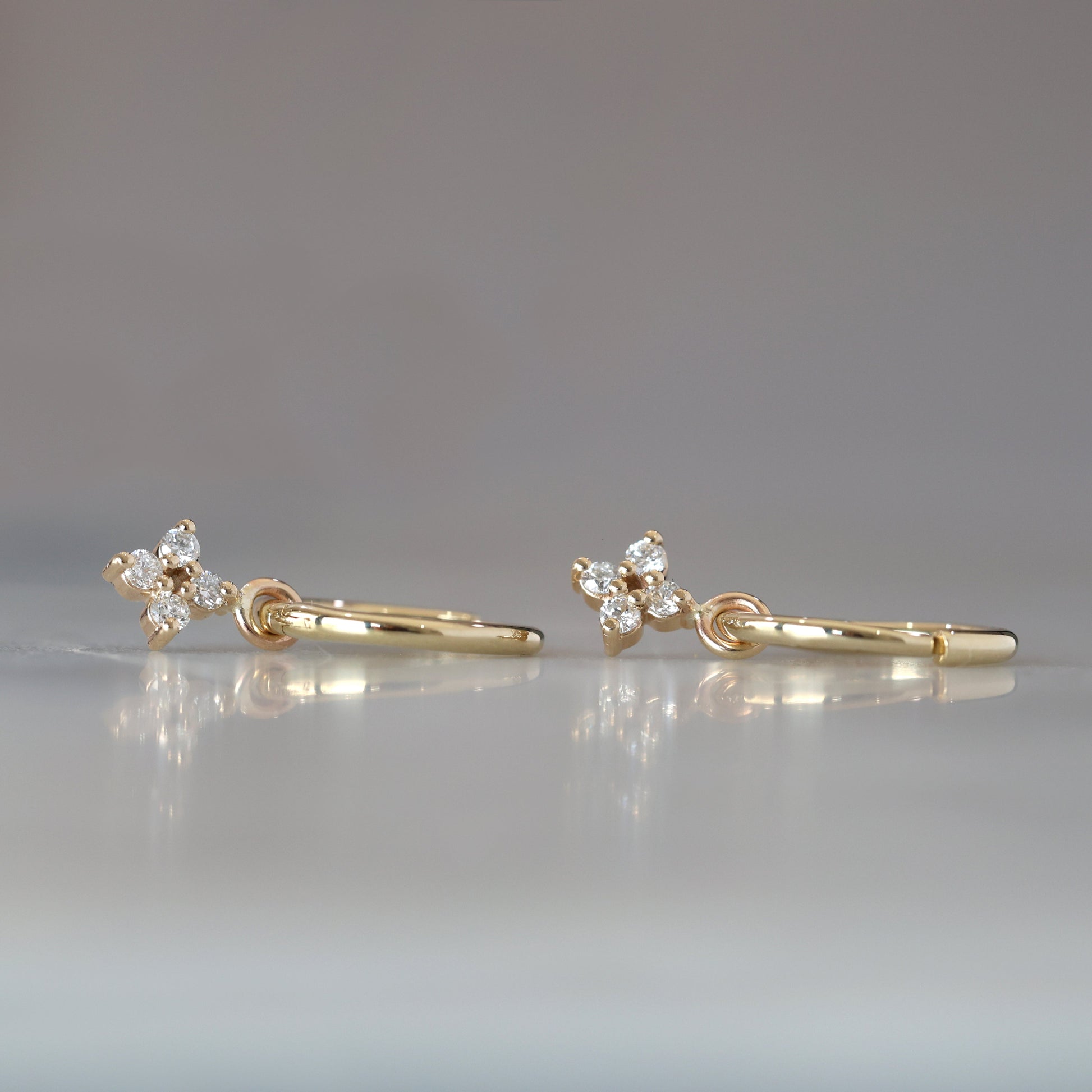 Starburst diamond hoop fine jewellery earrings fin