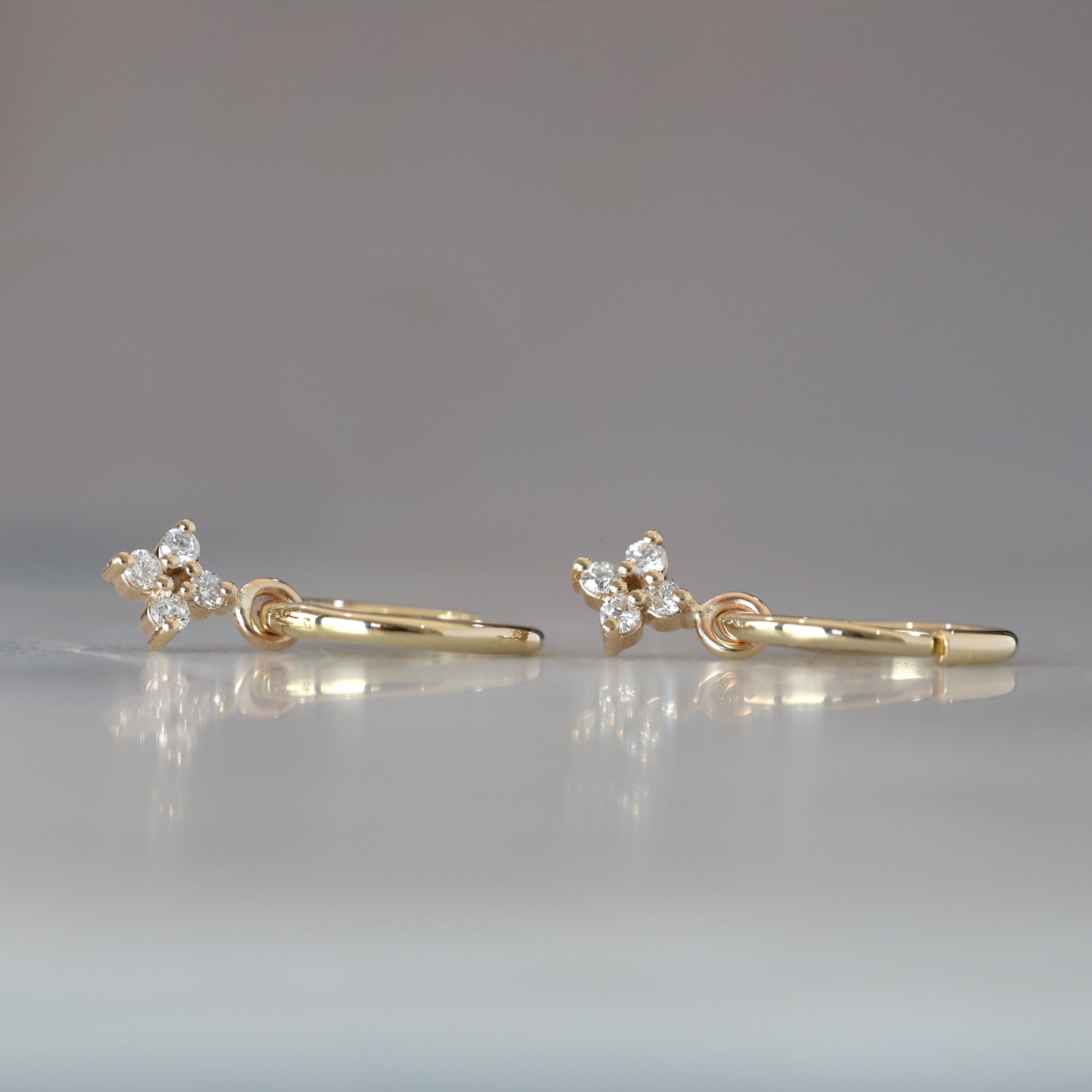 Starburst diamond hoop fine jewellery earrings fin