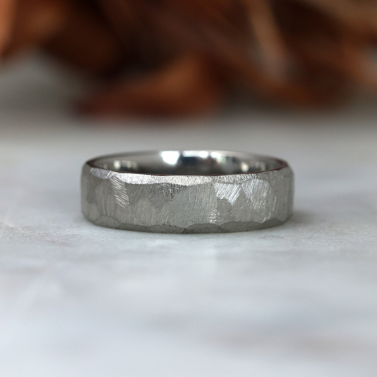 TITANIUM BEVELLED EDGE TEXTURED wedding band