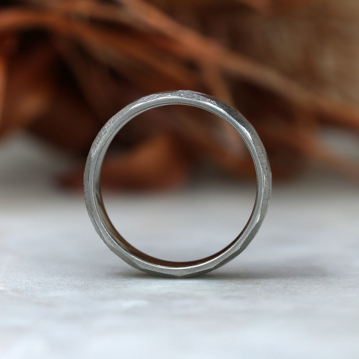 TITANIUM BEVELLED EDGE TEXTURED wedding band