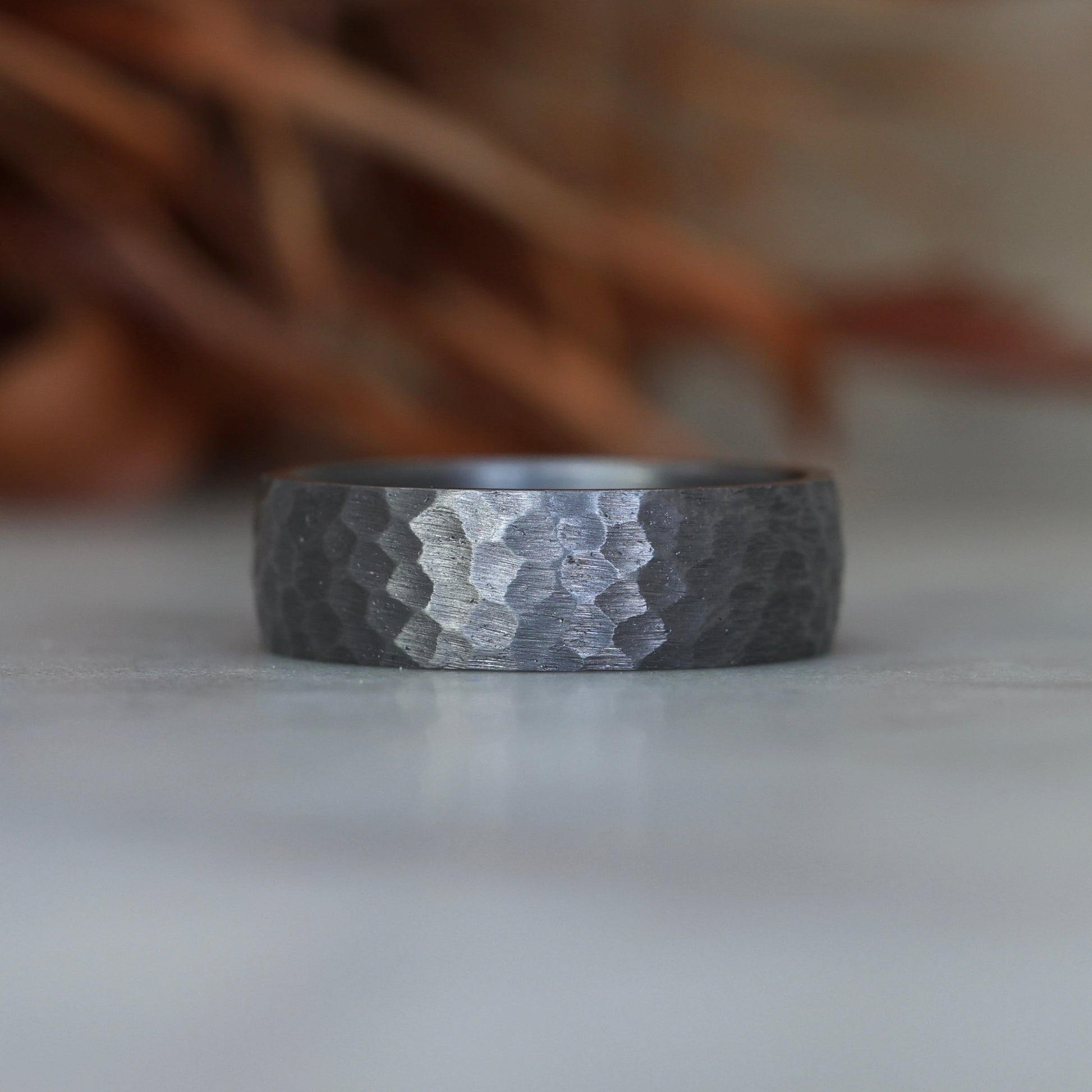 Tantalum Hammered Texture Wedding Band