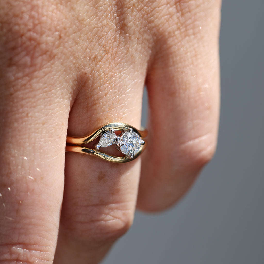 TOI ET MOI | 0.50CT ROUND & PEAR CUT DIAMOND ENGAGEMENT RING