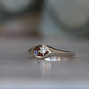 White Gold Star Set Sapphire and Diamond Signet Ring front view