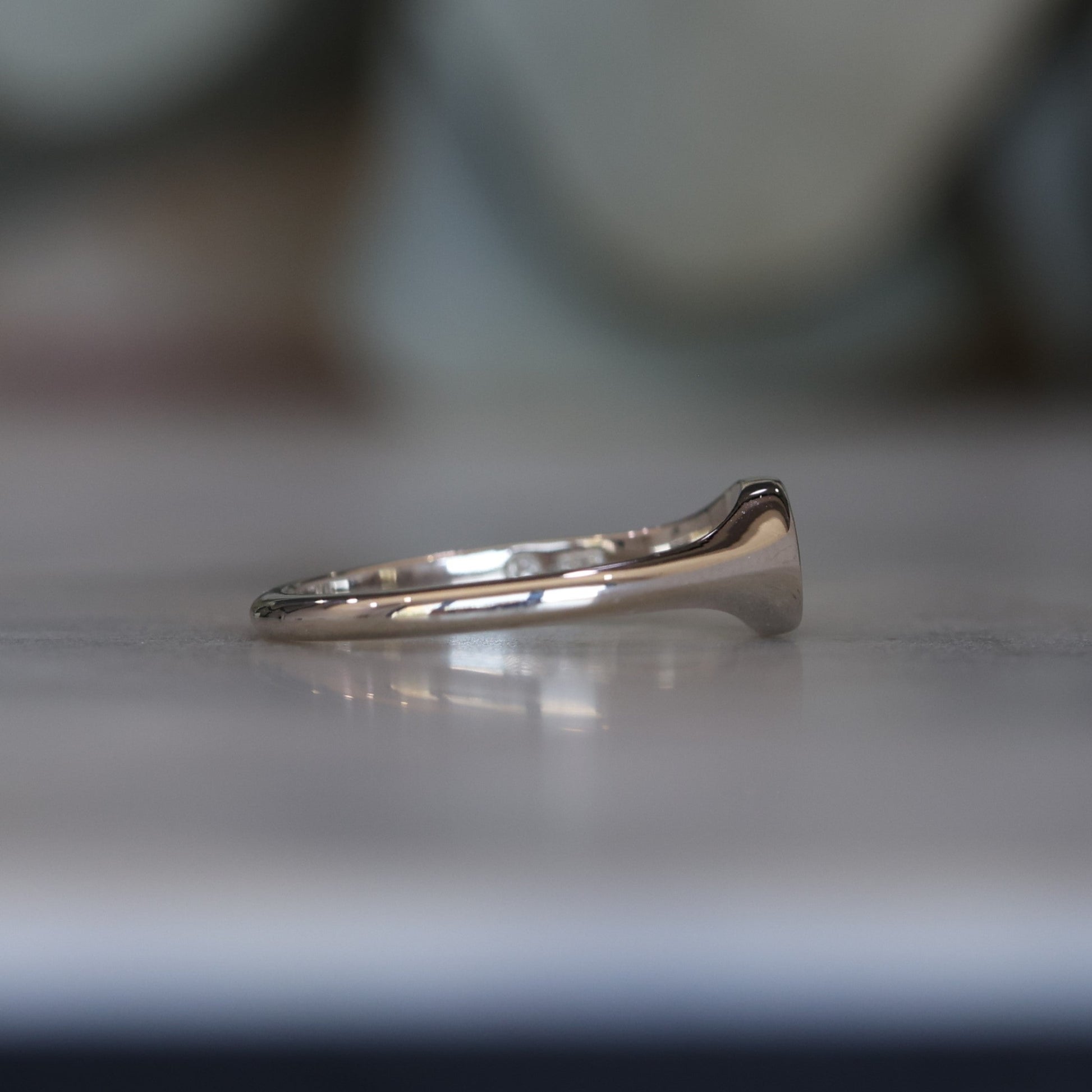 White Gold Star Set Sapphire and Diamond Signet Ring side view