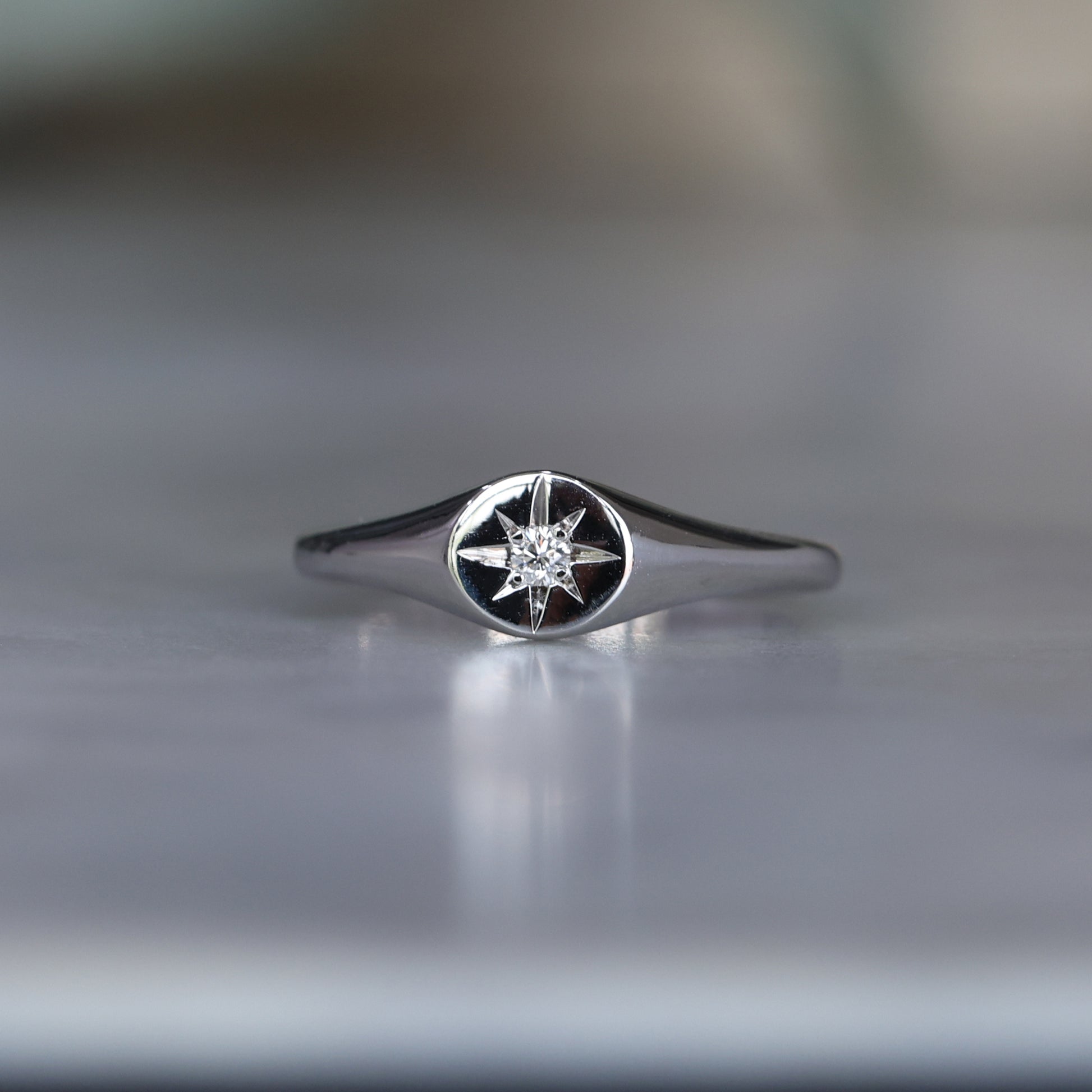 White diamond signet ring