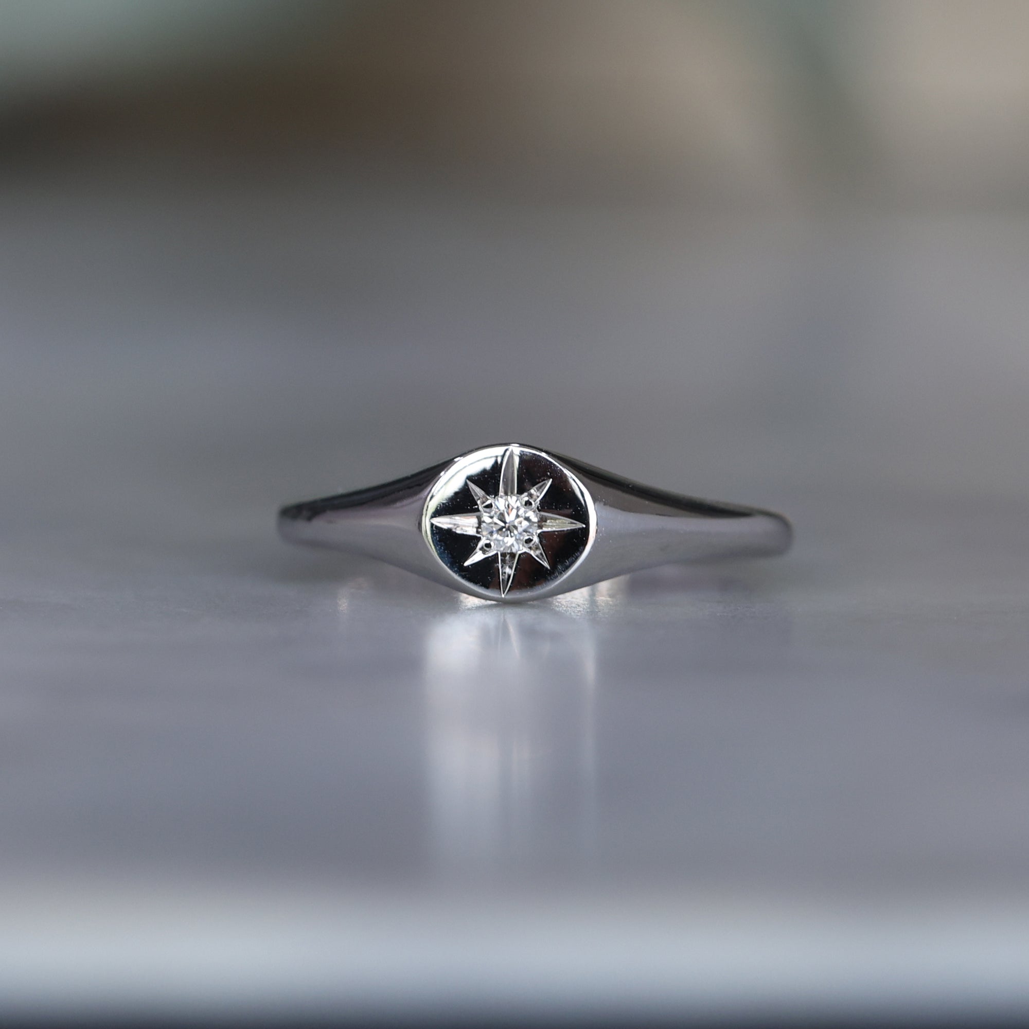 White diamond signet ring