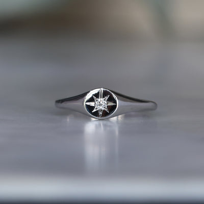 White diamond signet ring