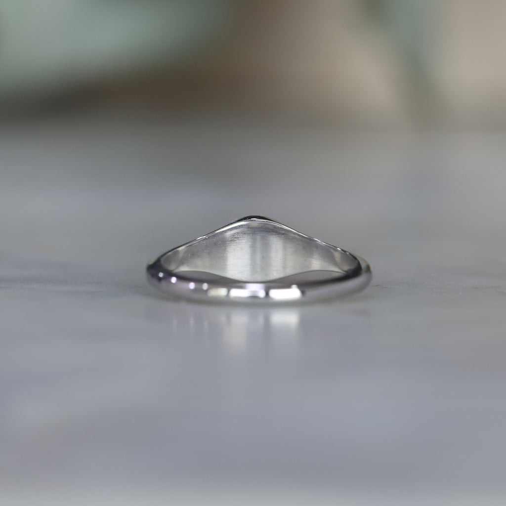 White diamond signet ring back view