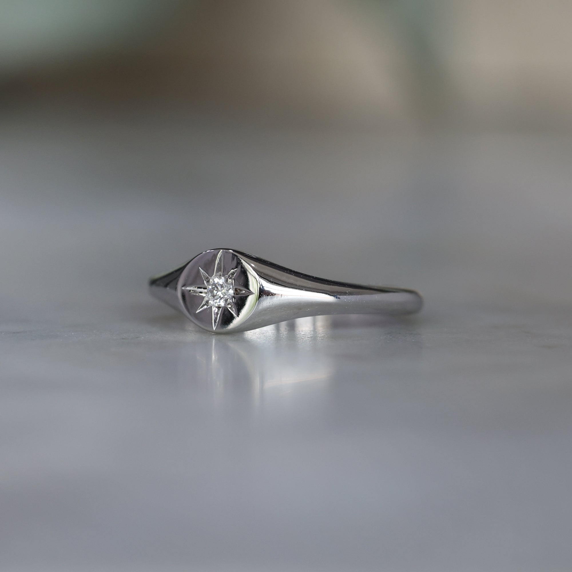 White diamond signet ring