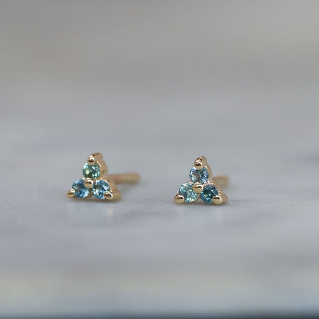 australian sapphire trio stud earrings 