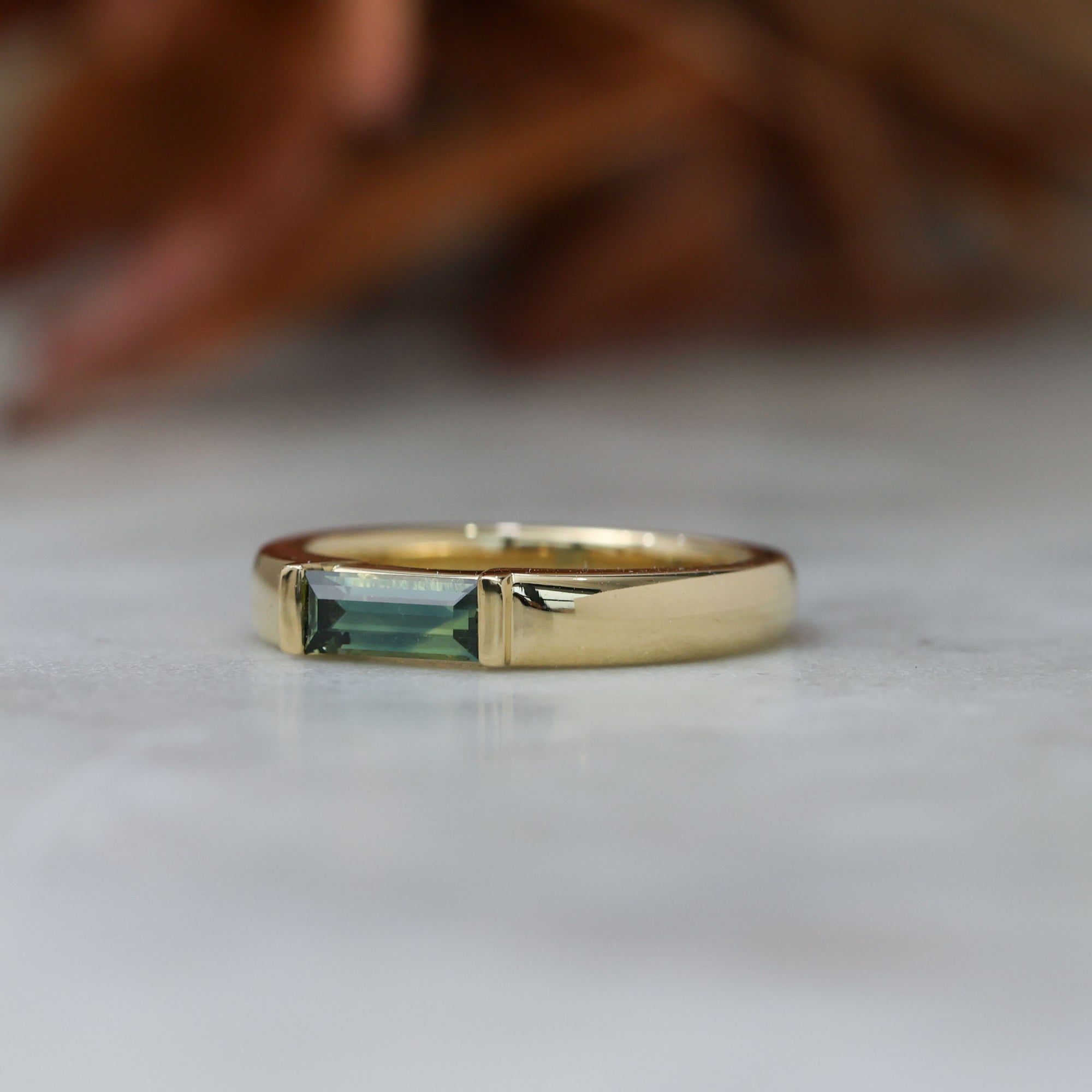 Australian Parti Sapphire Baguette Cut Signet Ring