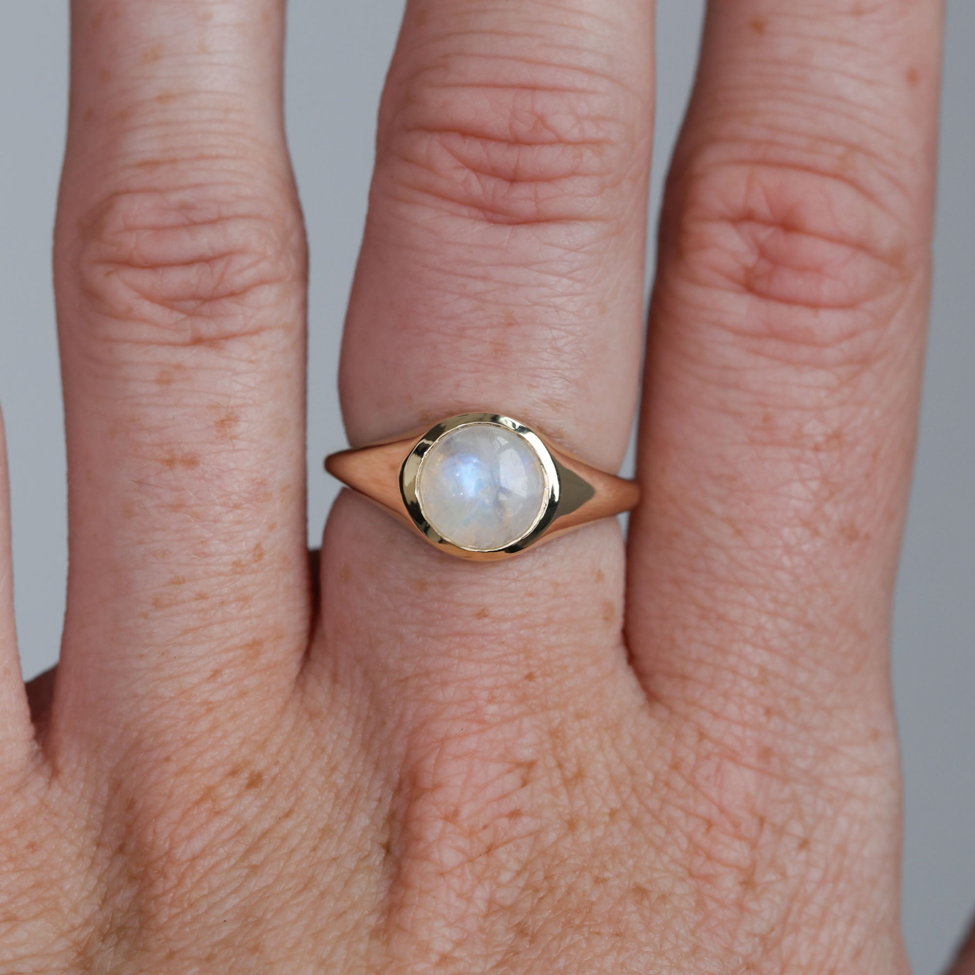 bezel cabochon ring on hand