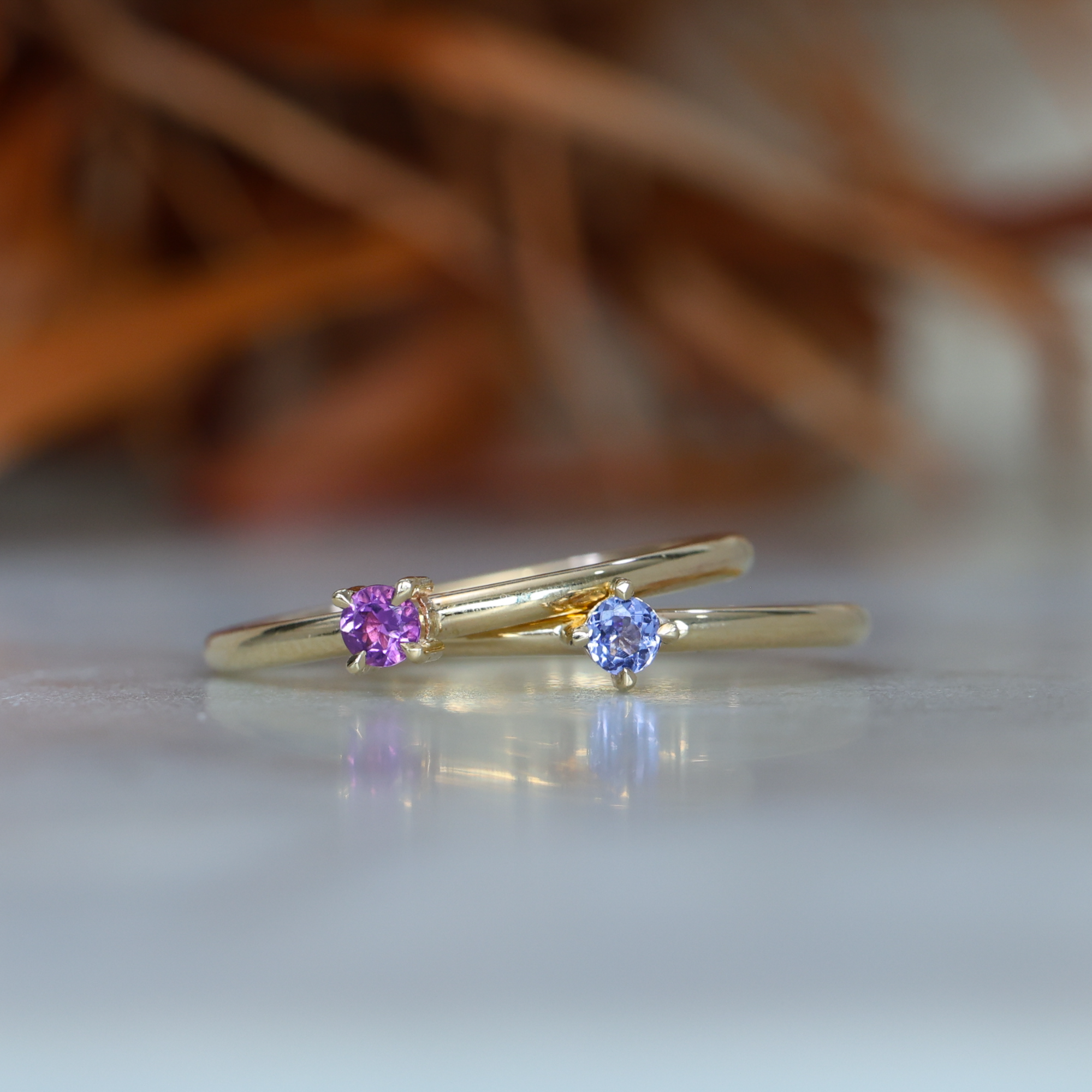 birthstone mini stack rings