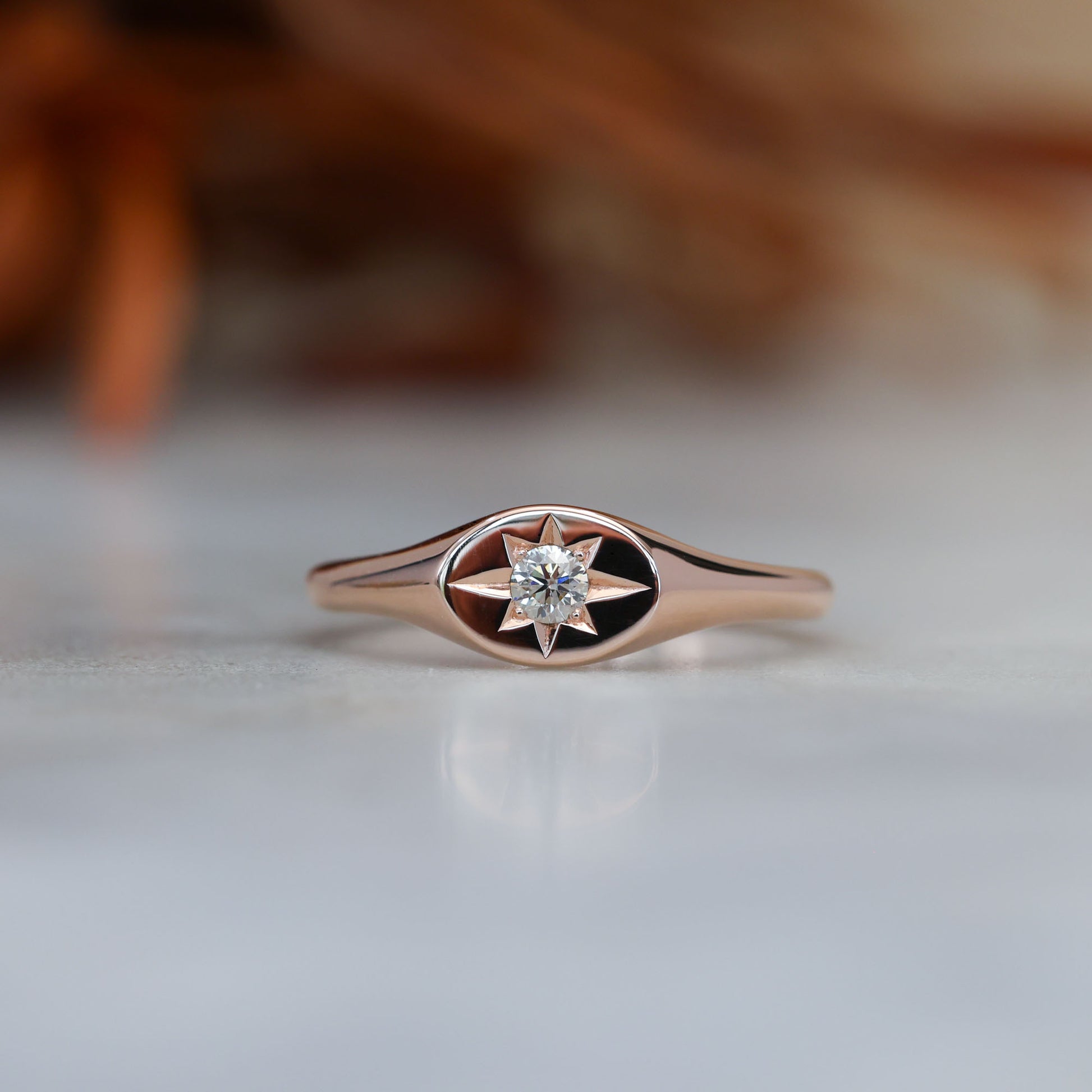 champagne diamond signet ring