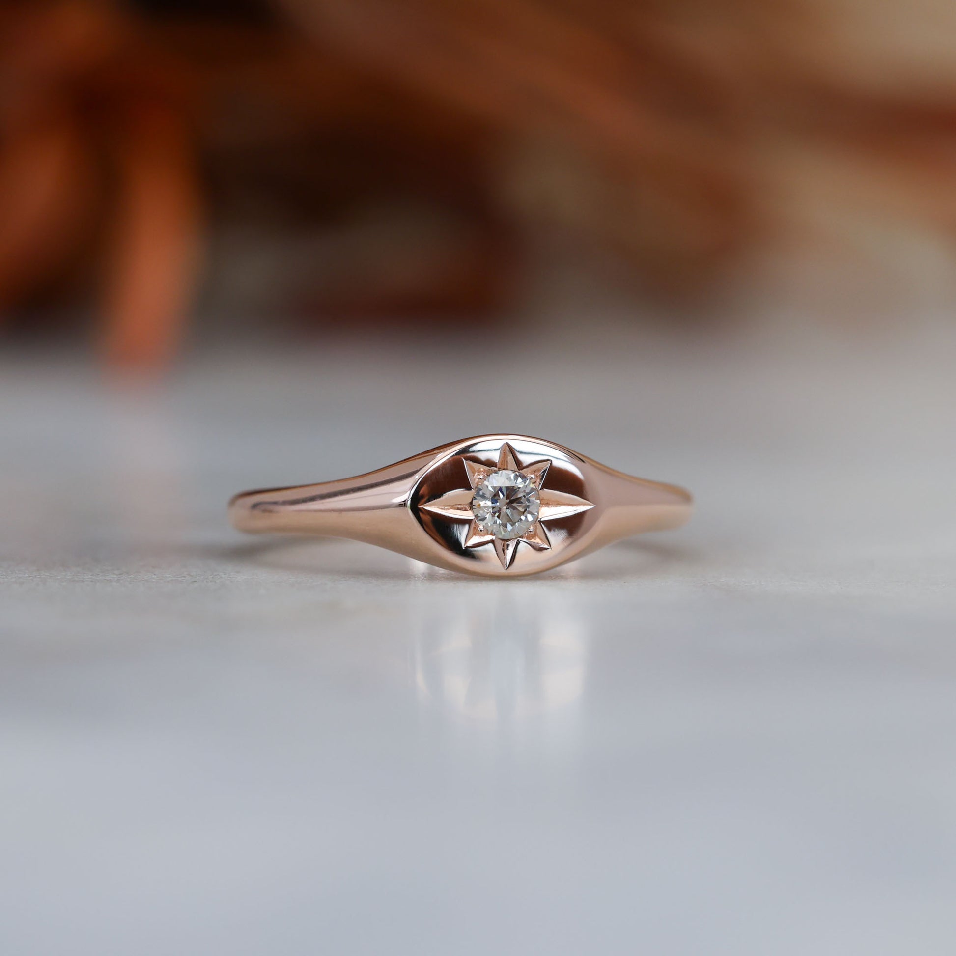 champagne diamond signet ring