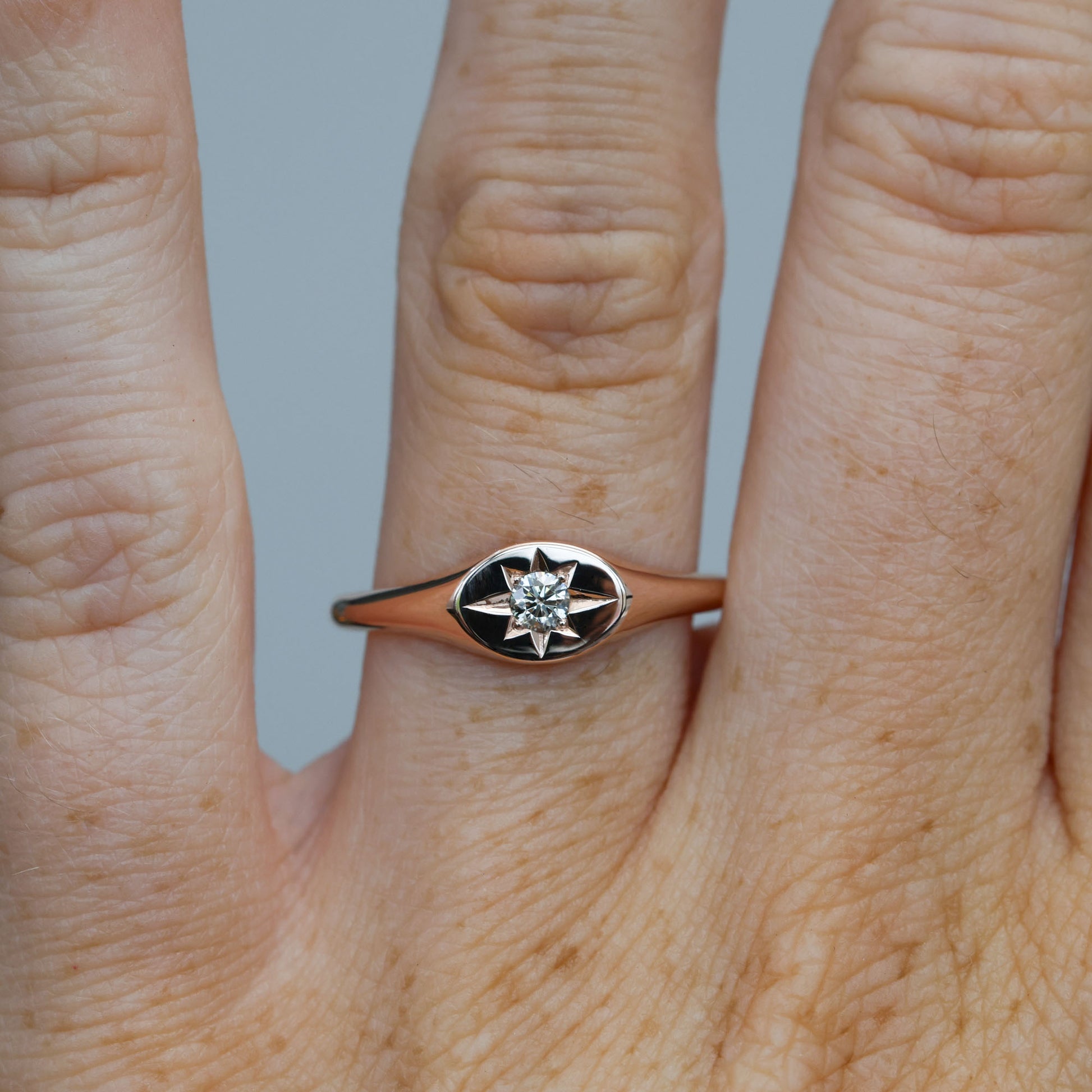 champagne diamond signet ring