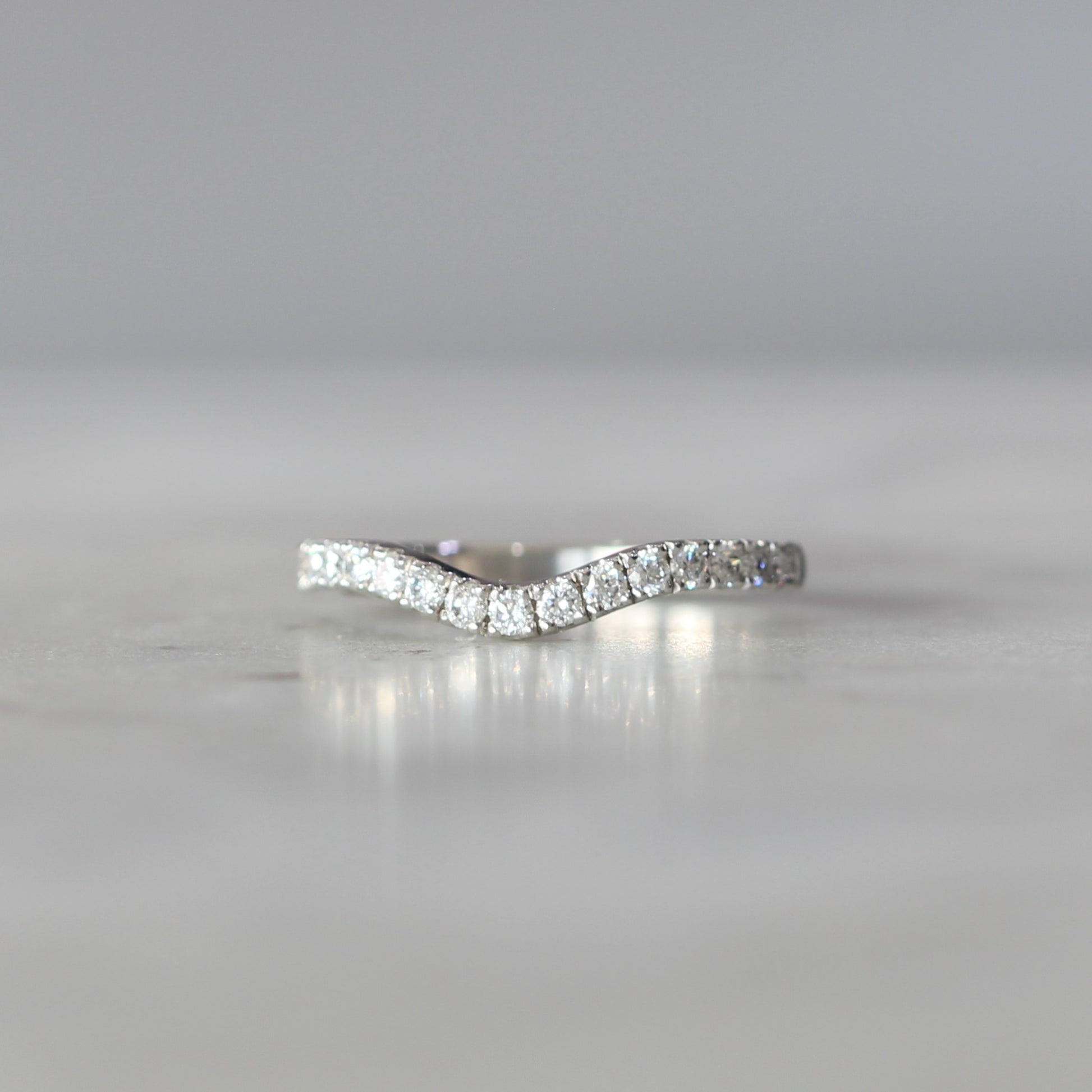 curved diamond eternity wedding band