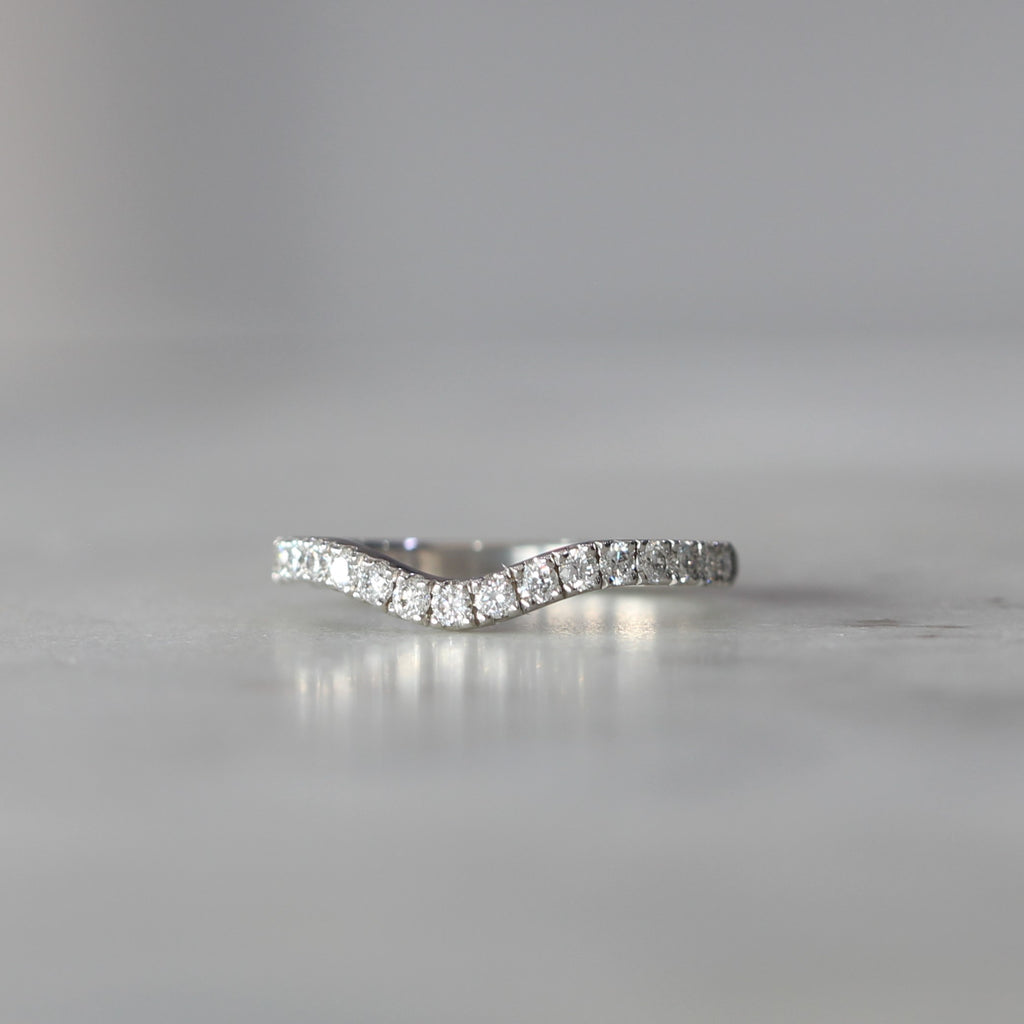 curved diamond eternity wedding band