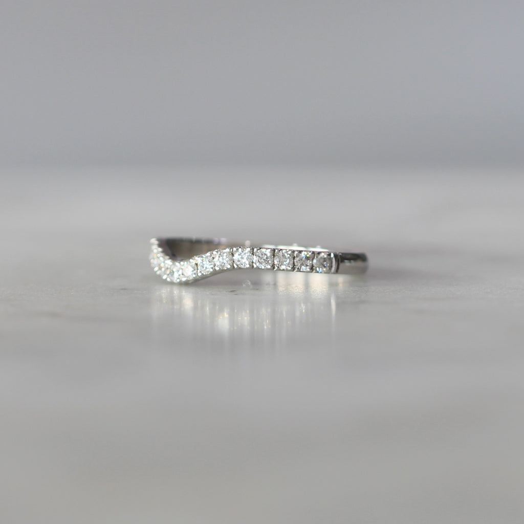 curved diamond eternity wedding band