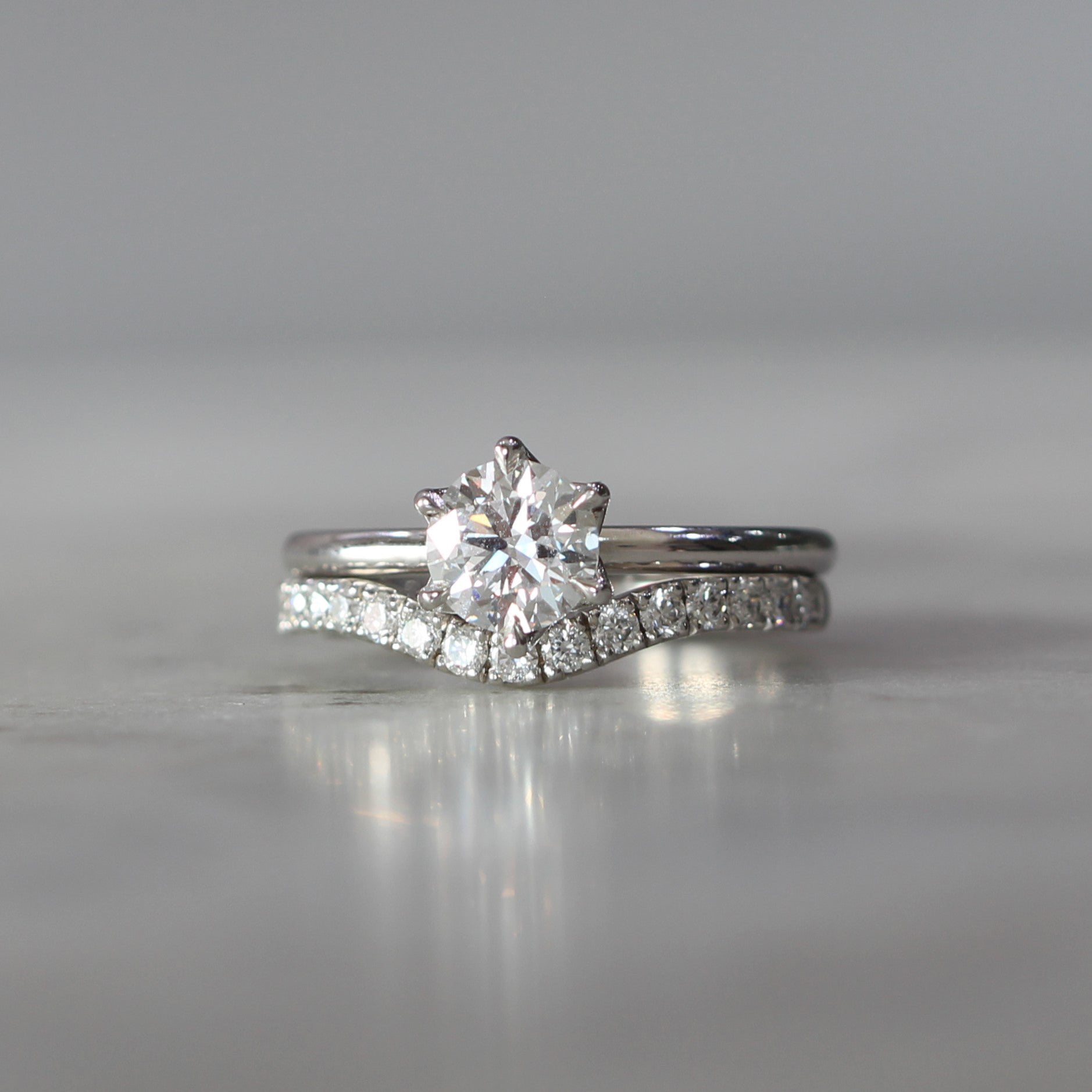 curved diamond eternity wedding band