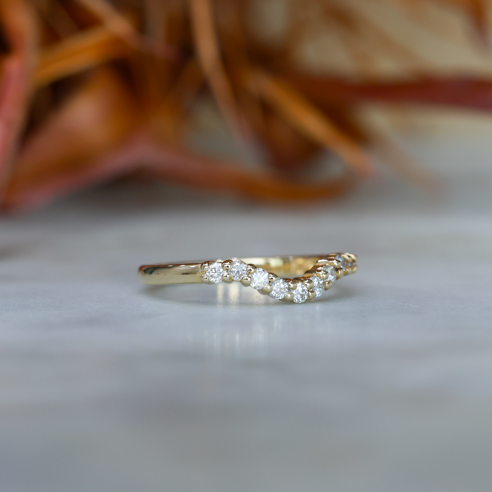 curved petite mia diamond wedding band