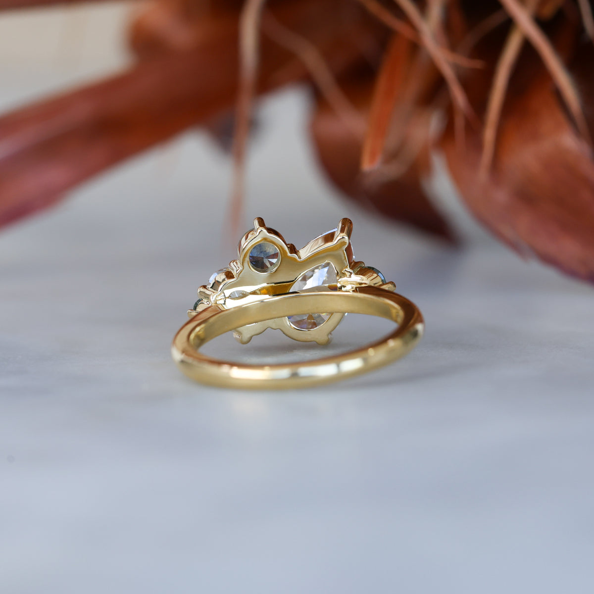 DELILAH | DIAMOND & MONTANA SAPPHIRE CLUSTER ENGAGEMENT RING