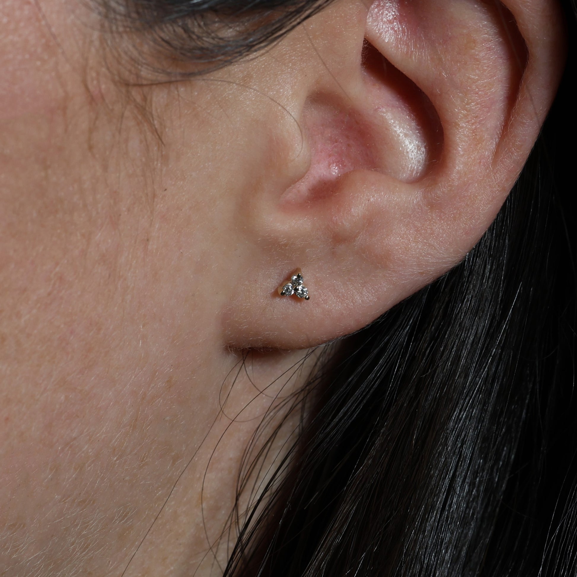 diamond trio stud earrings