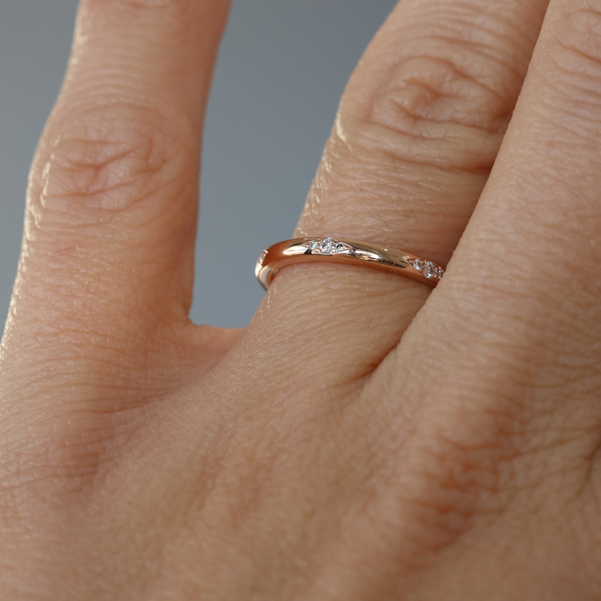 diamond trio wedding band on hand