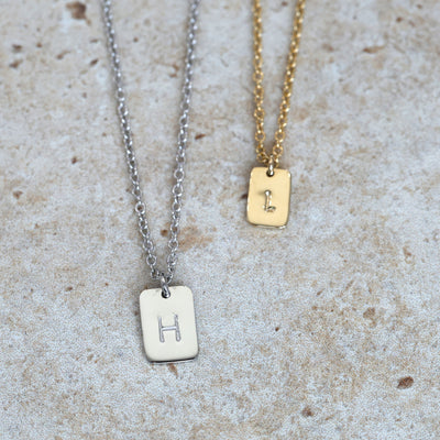 initial letter tablet necklace