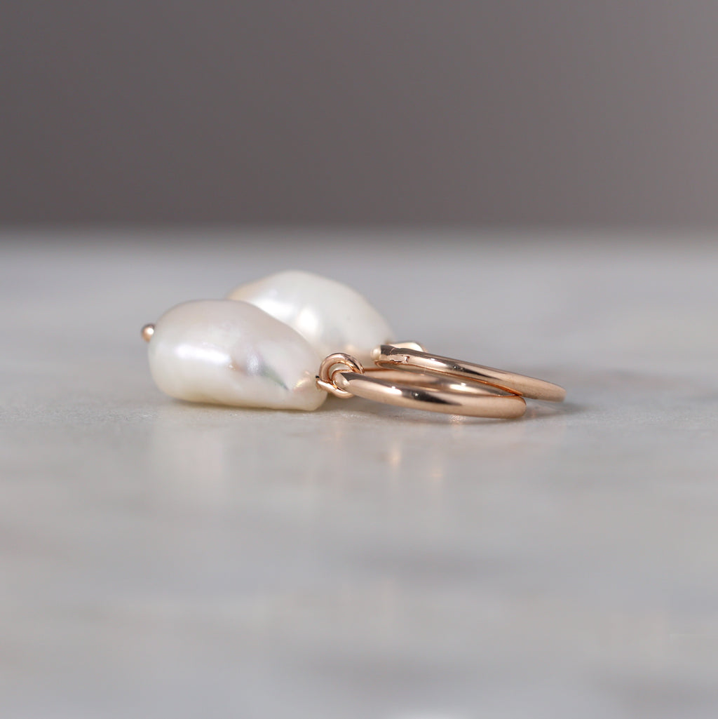 large pearl hoop earrings