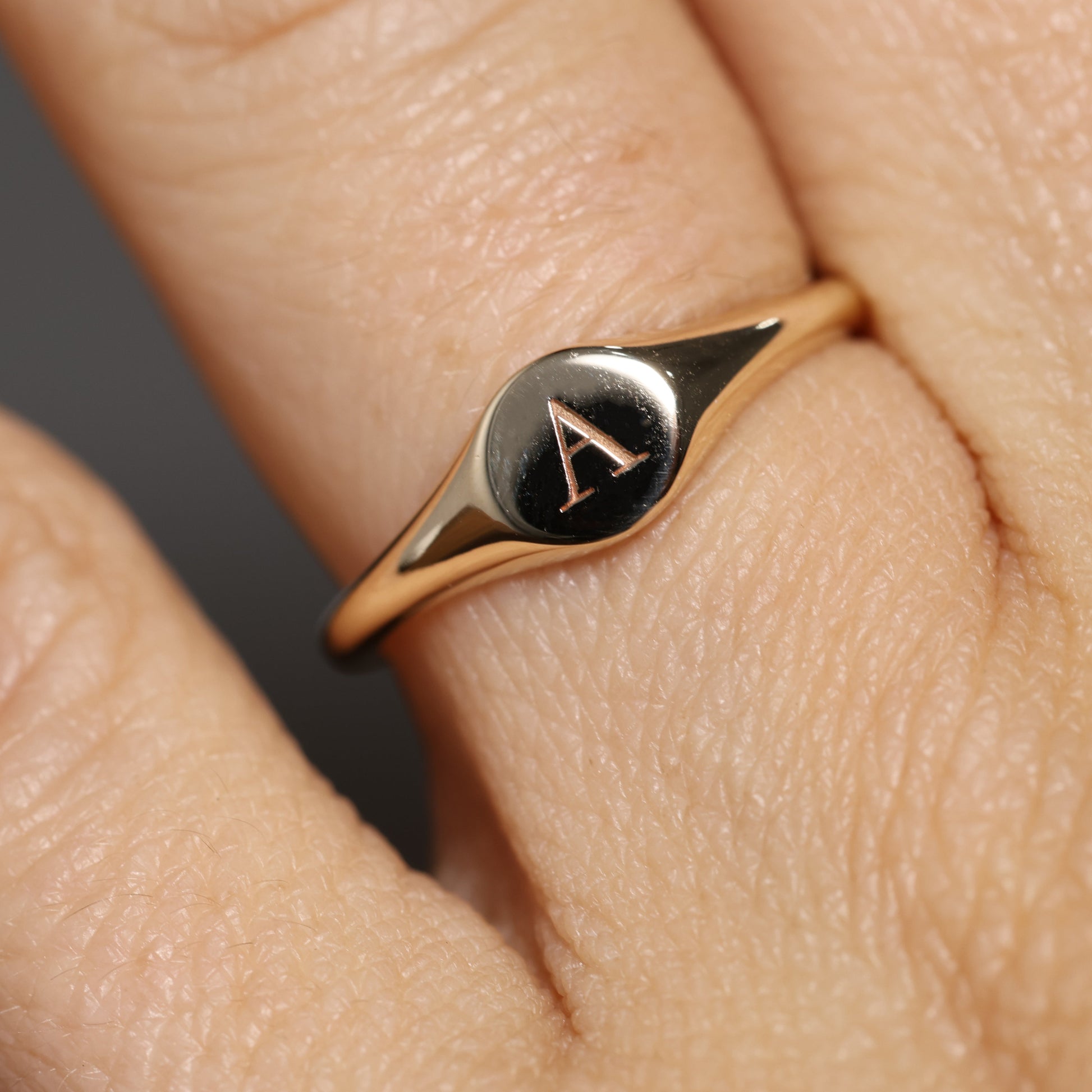 round letter signet ring