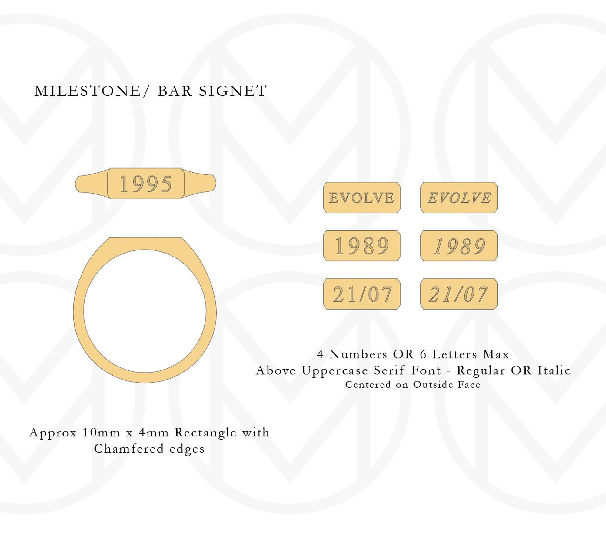 milestone bar signet ring fonts